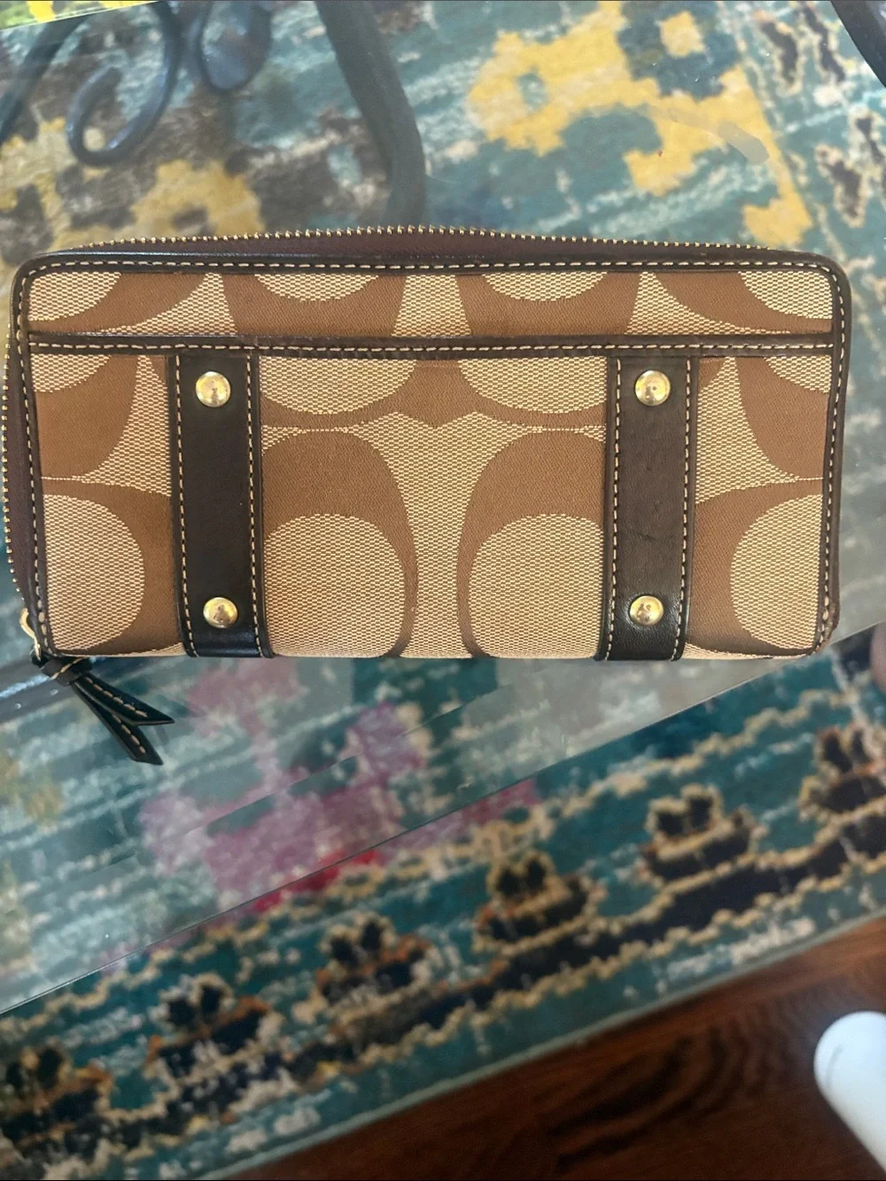 Coach Zoe Accordion Wallet Brown with Gold Hardware